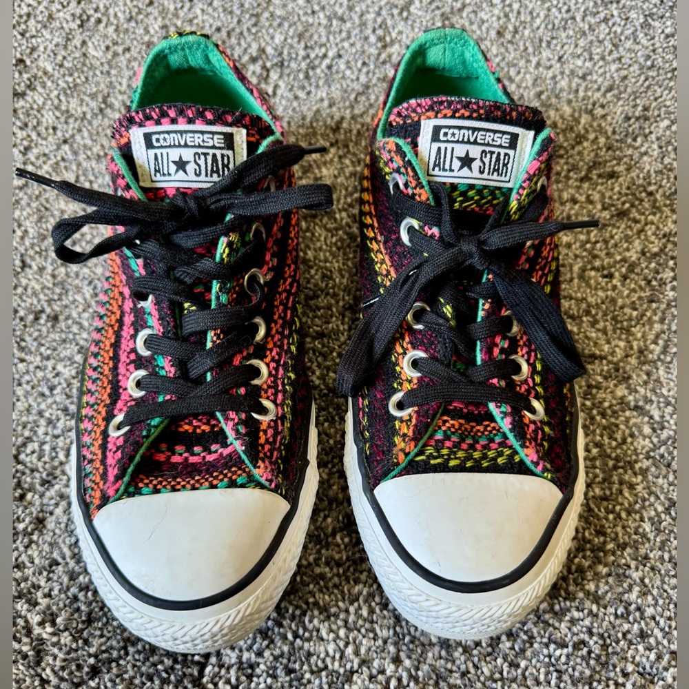 Converse All Star Parakeet OX Rainbow Knit Sneakers Low Top Women's Size 8 - Picture 2 of 12